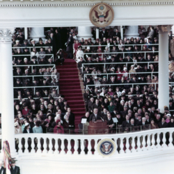 President Johnson delivering his speech at the Inauguration held 20 January 1965.