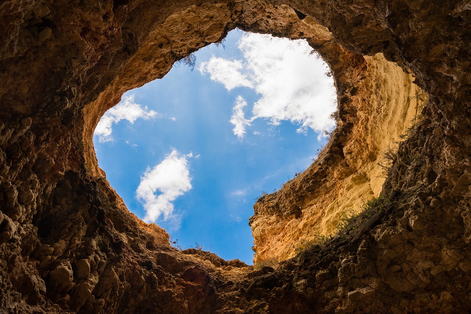 "Cave, hole, landscape, blue, sunny sky" (credit: skitterphoto, license: CC0)