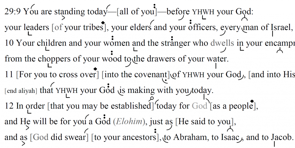 Detail of transtropilized translation of a portion of Parashat Nitsavim.