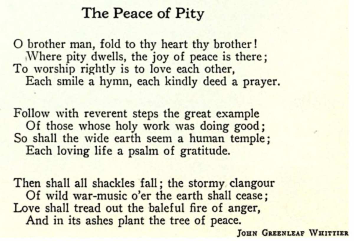 The Peace of Pity — three stanzas adapted from 