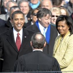 US President Barack Obama taking his Oath of Office (credit: Master Sgt. Cecilio Ricardo, U.S. Air Force, license: PD)