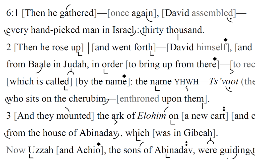 Detail of transtropilized translation of a portion of the Haftarah for Parashat Shemini.