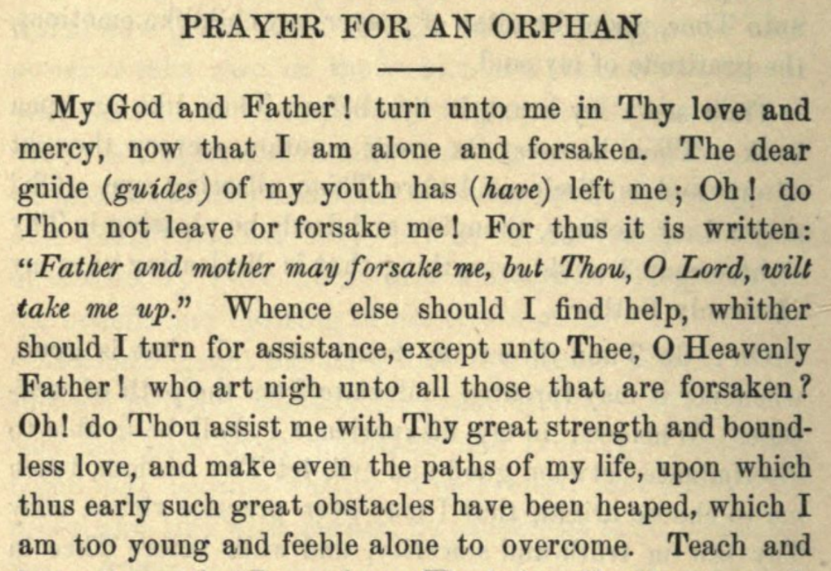 Prayer for an Orphan, by Rabbi Moritz Mayer (1866) • the Open 