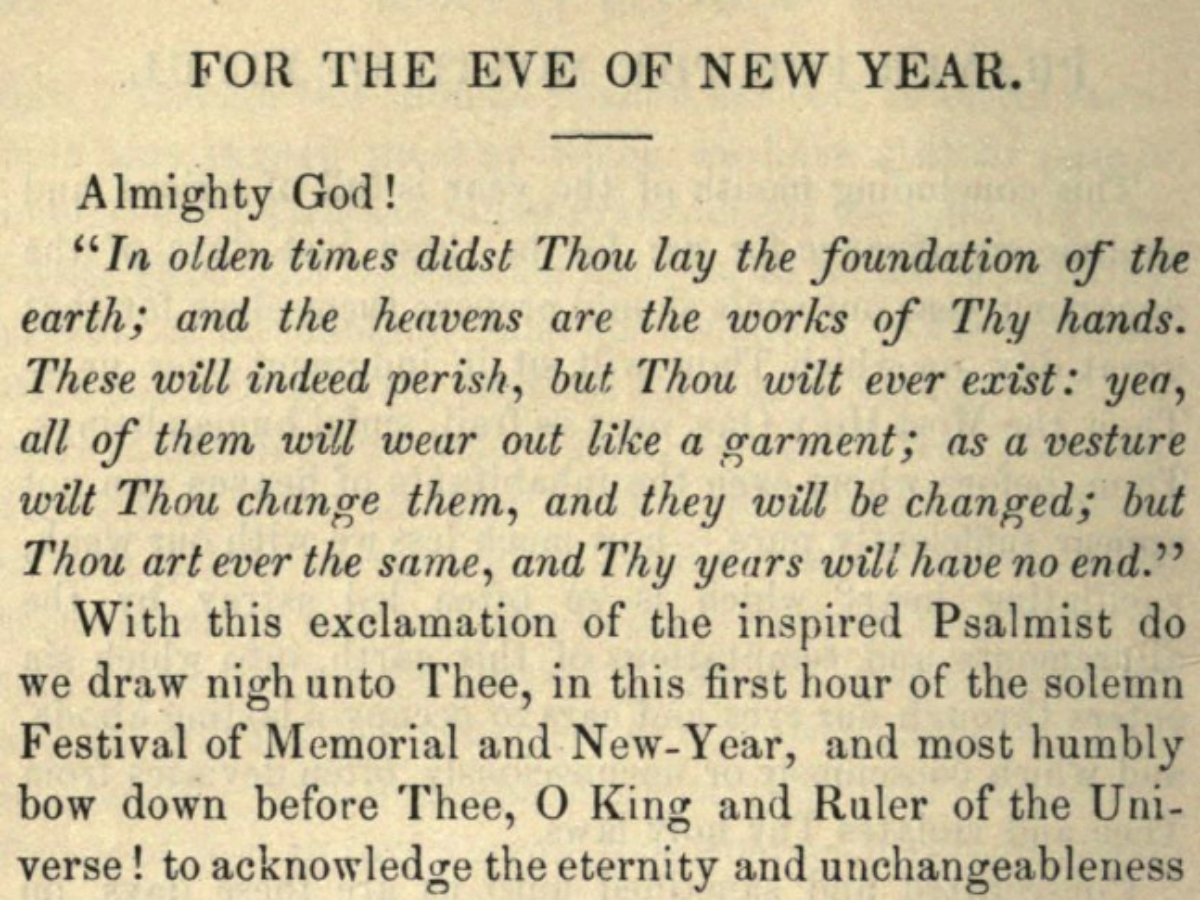 Prayer] for the Eve of the New Year, by Rabbi Moritz Mayer (1866 