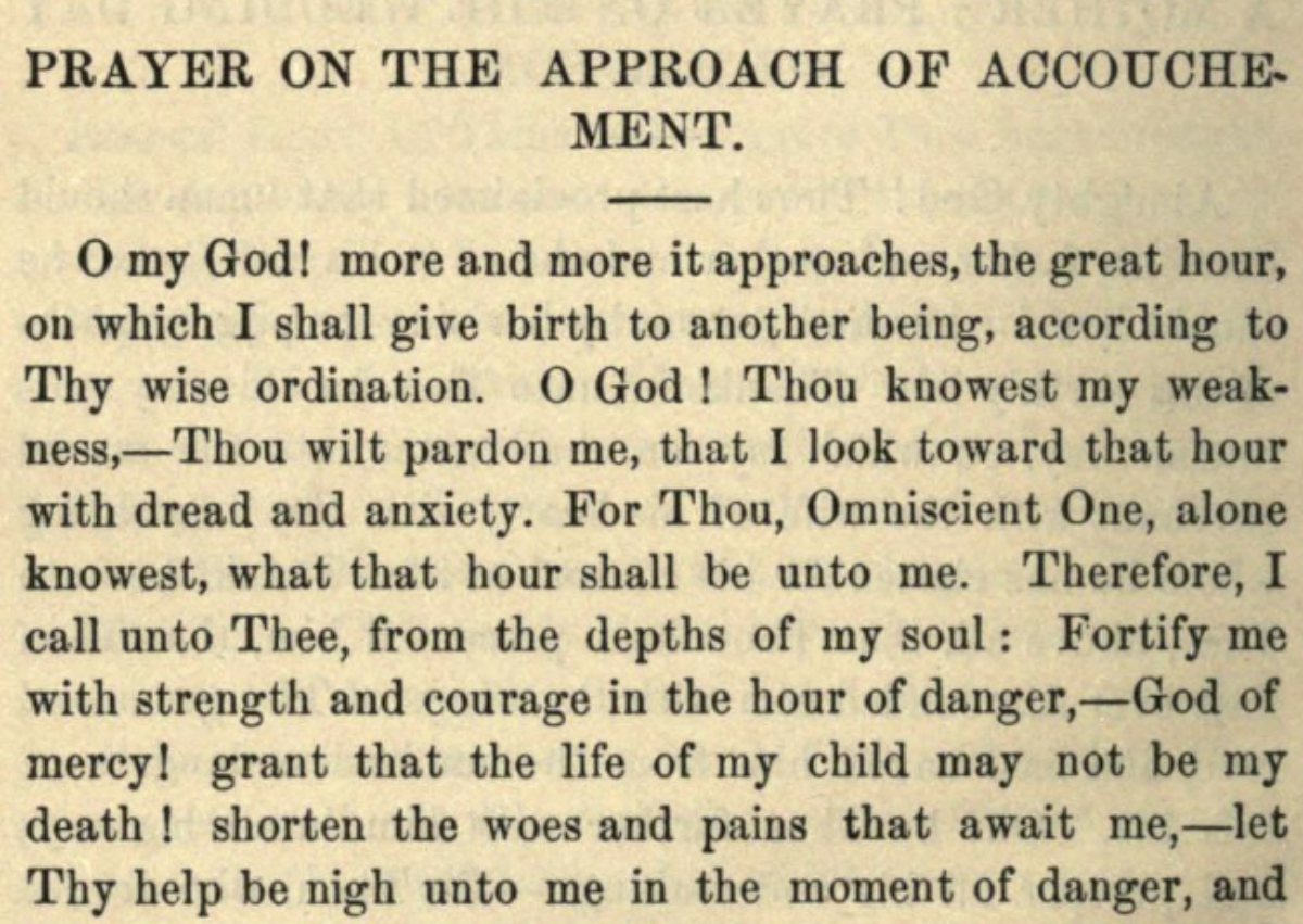 Prayer on the Approach of Childbirth, by Rabbi Moritz Mayer (1866 