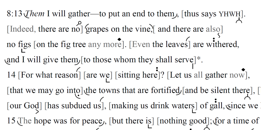 Detail of transtropilized translation of a portion of the Haftarah for Tisha b'Av morning.