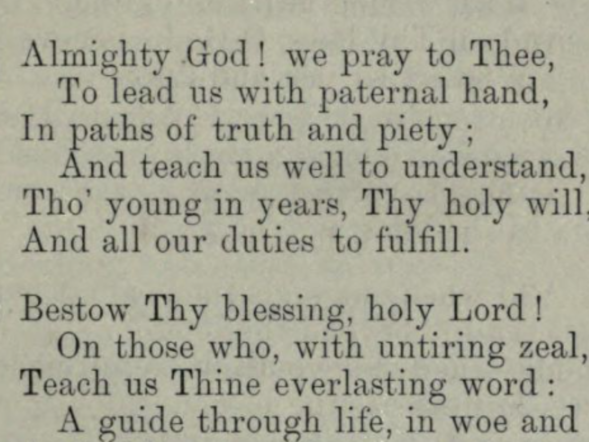 Almighty God! We Pray to Thee – a School Hymn by Rabbi Moritz Mayer (Ḳ.Ḳ.  Beth Elohim 1856) • the Open Siddur Project ✍ פְּרוֺיֶּקט הַסִּדּוּר  הַפָּתוּחַ