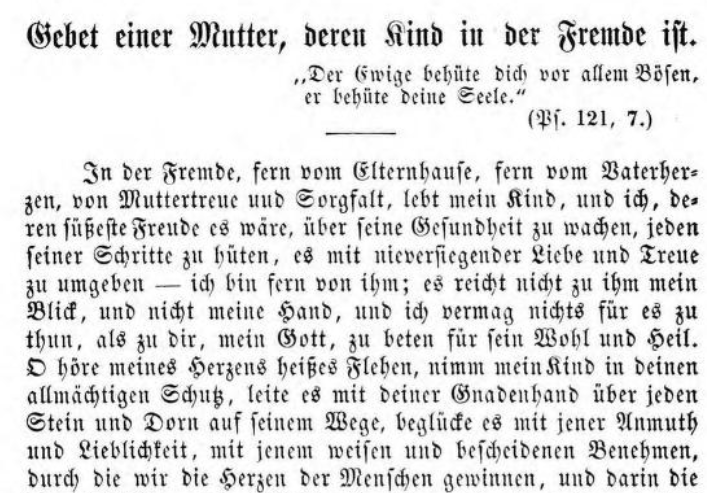 Gebet einer Mutter, deren Kind in der Fremde ist (Fanny Schmiedl Neuda 1855) - cropped