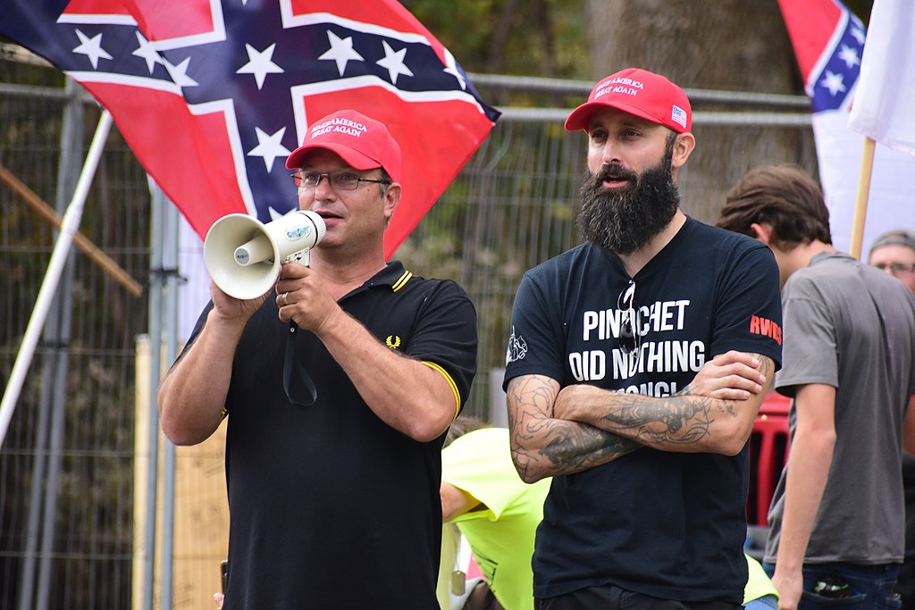 Proud Boys participating in a neo-Confederate protest in Pittsboro, North Carolina. (credit: Anthony Crider, license: CC BY)