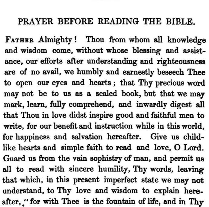 prayer before reading the bible (Grace Aguilar 1853) – cropped
