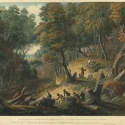 The Maroons In Ambush On The Dromilly Estate In The Parish Of Trelawney, Jamaica. An aquatint (dated 1810, from a painting by F. J. Bourgoin) depicting British troops caught in an ambush by a group of Maroons in 1795.