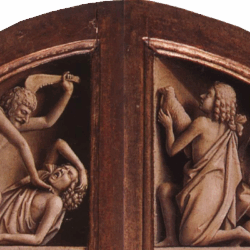 Offering of Abel and Cain and Killing of Abel by Cain (Jan van Eyck, The Ghent Altarpiece) - retouched juxtaposition by A.N. Varady