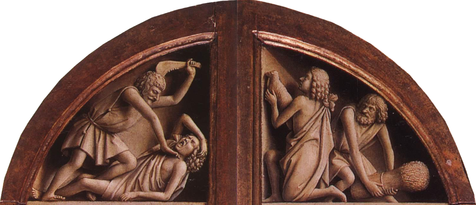 Offering of Abel and Cain and Killing of Abel by Cain (Jan van Eyck, The Ghent Altarpiece)